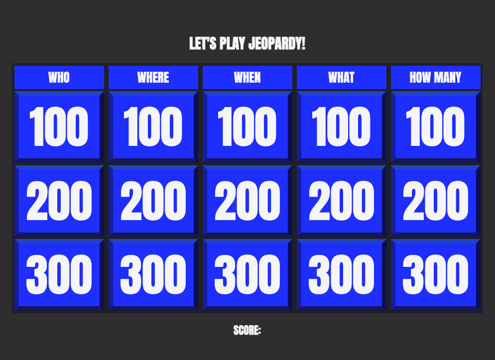 Jeopardy Game Preview