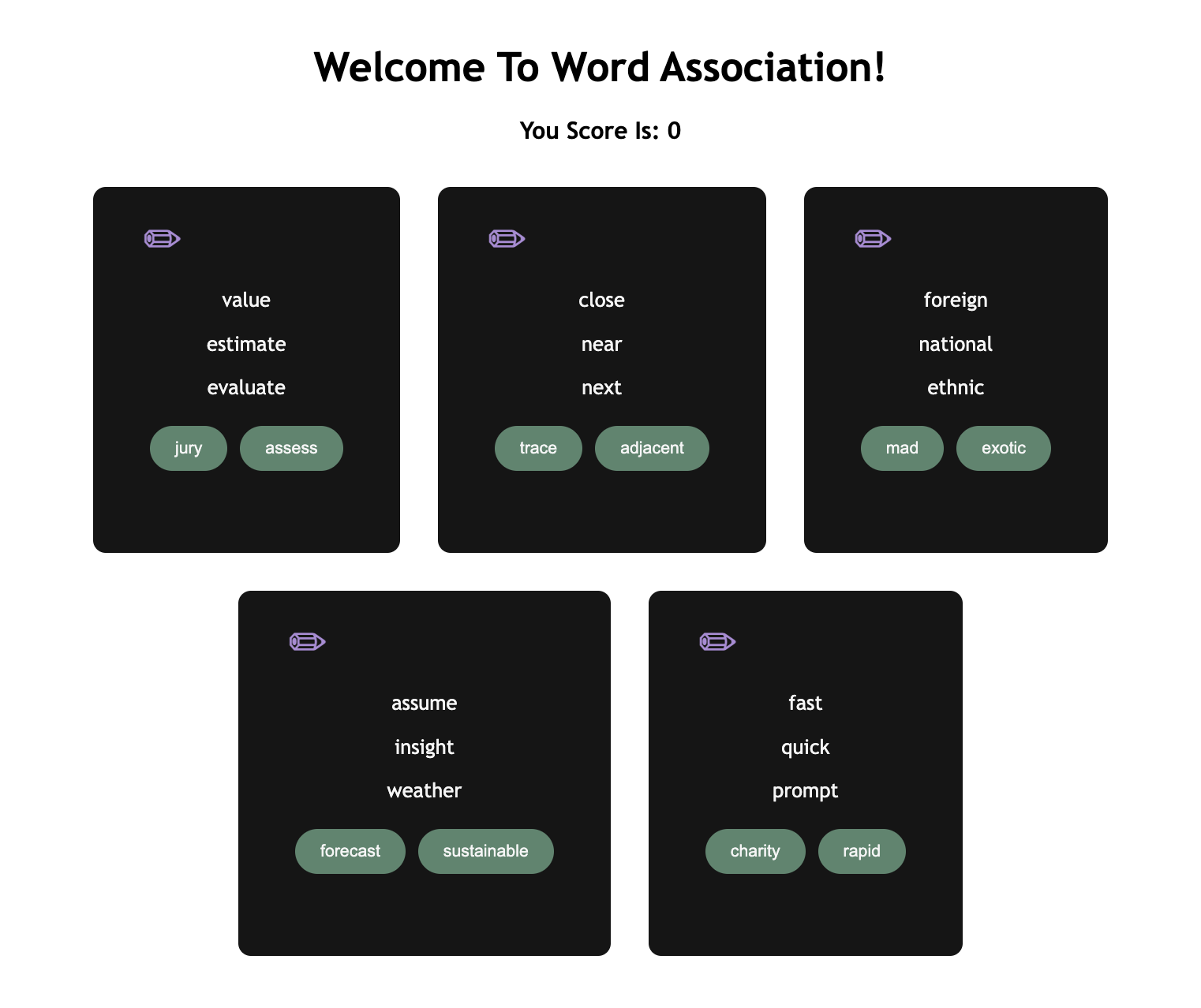 Word Association Preview